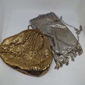 Vintage Whiting and Davis Mesh Evening Purses (2) Gold and Silver